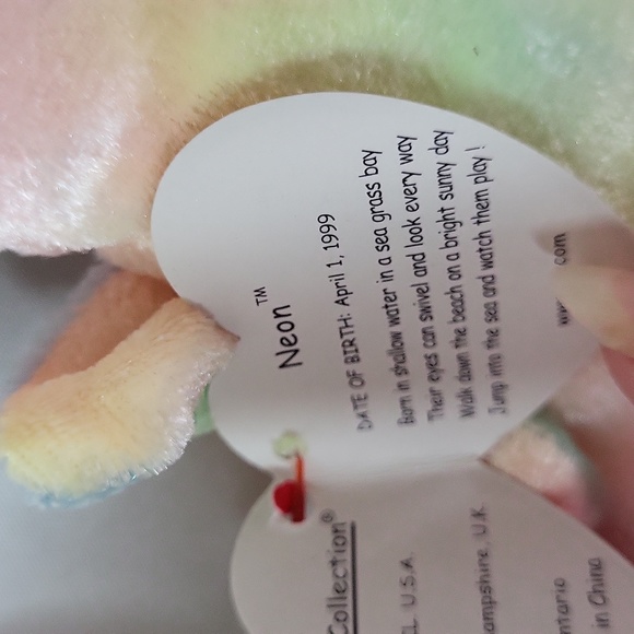 Neon Ty Beanie Baby Sea horse plush vintage 1999 - Picture 7 of 8